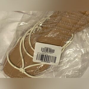 Faux Leather Strappy Knotted Sandals women’s size 11 flip-flops NWT cream color